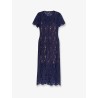 Lace midi dress with jewel button