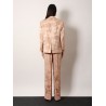 Jacquard linen blend blazer with floral motif