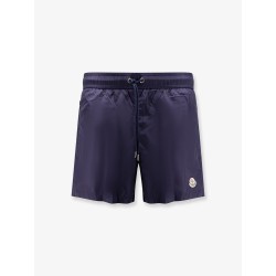 Nylon swim trunks with logo patch on the front