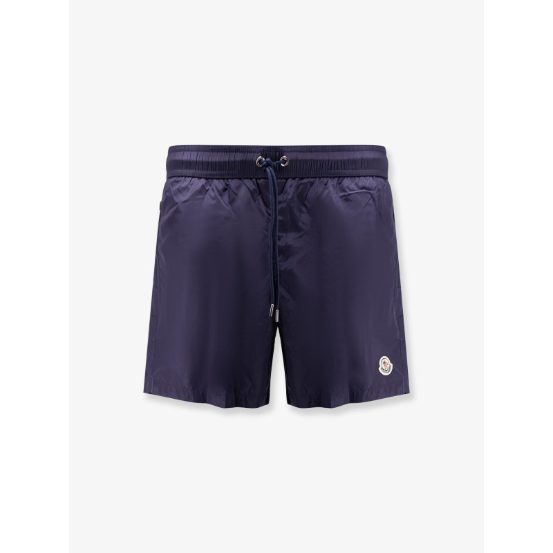 Nylon swim trunks with logo patch on the front