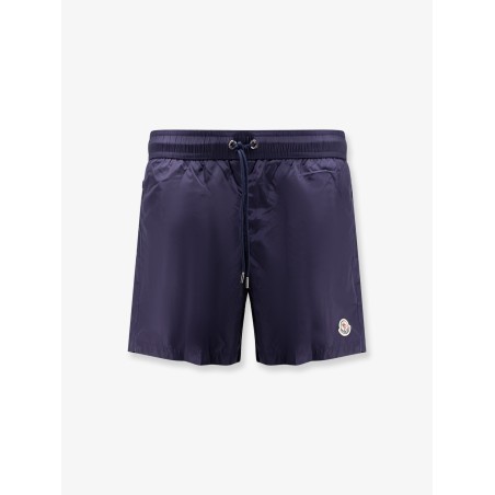 Nylon swim trunks with logo patch on the front