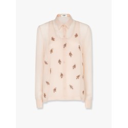 Georgette top with rhinestones and sequins embroidery