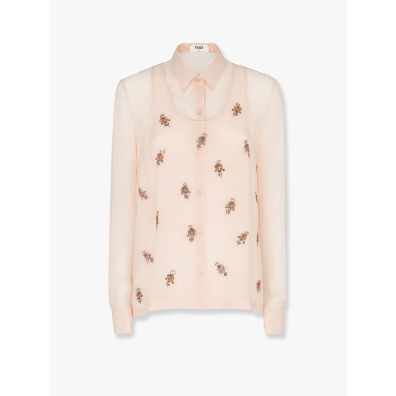 Georgette top with rhinestones and sequins embroidery