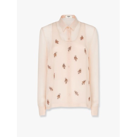 Georgette top with rhinestones and sequins embroidery