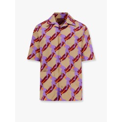 Bowling cotton popeline shirt with all-over surfer print