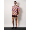 Bowling cotton popeline shirt with all-over surfer print