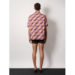 Bowling cotton popeline shirt with all-over surfer print