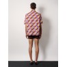 Bowling cotton popeline shirt with all-over surfer print