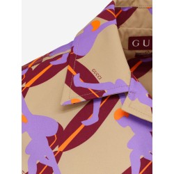Bowling cotton popeline shirt with all-over surfer print