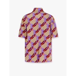 Bowling cotton popeline shirt with all-over surfer print