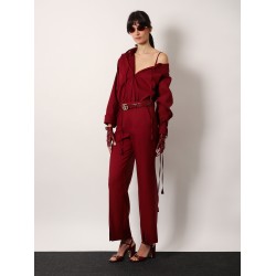 Wool oversize low-rise trouser with slit on the front