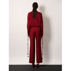 Wool oversize low-rise trouser with slit on the front