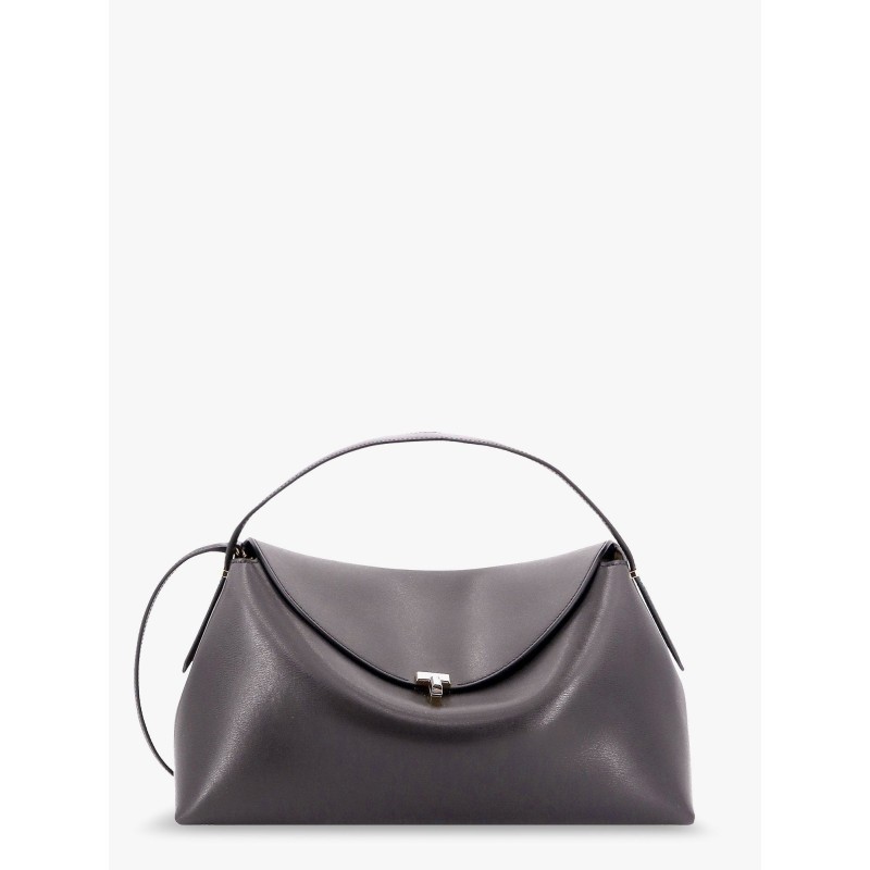 T-lock leather handbag with frontal monogram