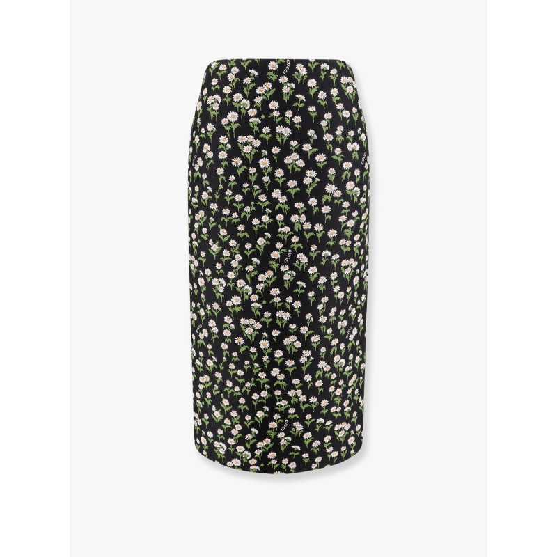 Crêpe jacquard midi skirt with floral pattern