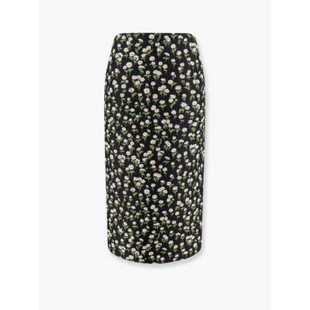 Crêpe jacquard midi skirt with floral pattern