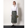 Crêpe jacquard midi skirt with floral pattern
