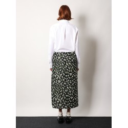 Crêpe jacquard midi skirt with floral pattern
