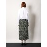 Crêpe jacquard midi skirt with floral pattern