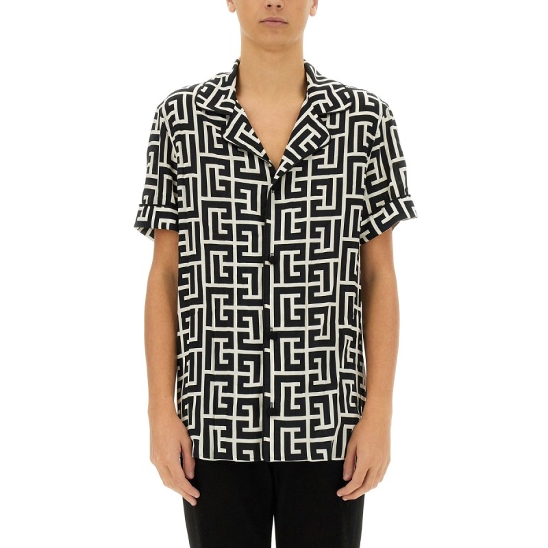 MONOGRAM PRINT PAJAMA SHIRT