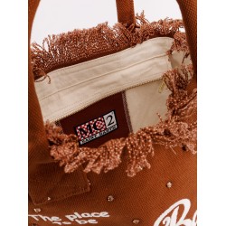 Vanity cotton handbag with rhinestones