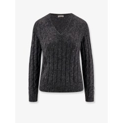 Wool blend sweater with all-over sequins