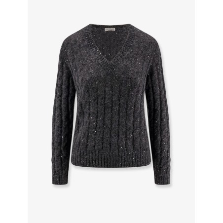 Wool blend sweater with all-over sequins