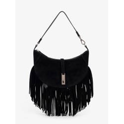 Suede shoulder bag with fringes