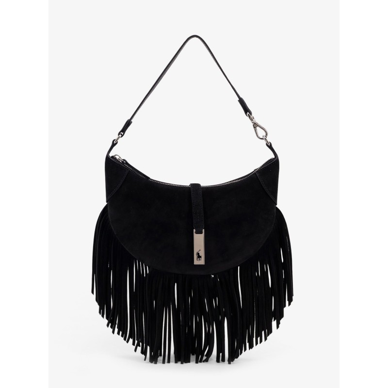 Suede shoulder bag with fringes
