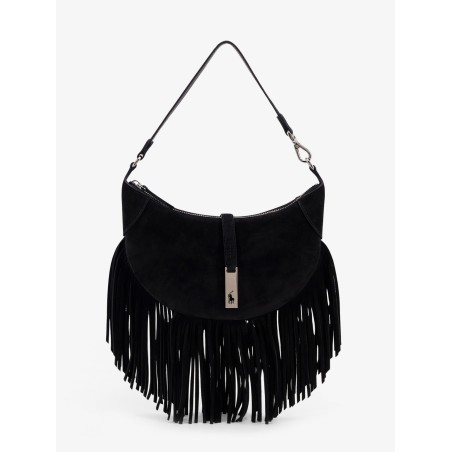 Suede shoulder bag with fringes