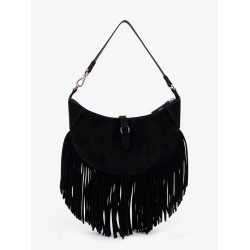 Suede shoulder bag with fringes