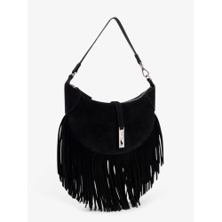 Suede shoulder bag with fringes