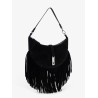Suede shoulder bag with fringes