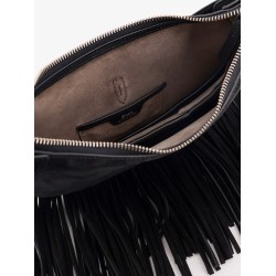 Suede shoulder bag with fringes