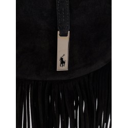 Suede shoulder bag with fringes