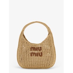 Viscose handbag with rafia effect