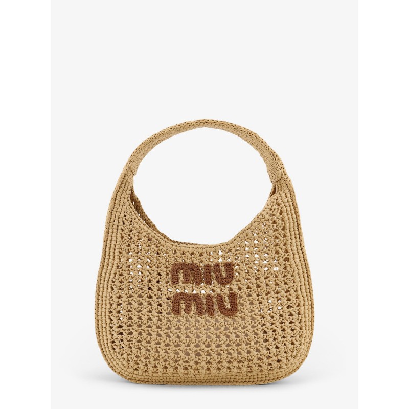 Viscose handbag with rafia effect