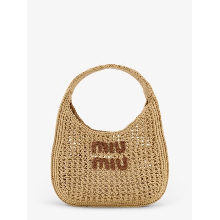 Viscose handbag with rafia effect
