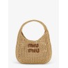 Viscose handbag with rafia effect
