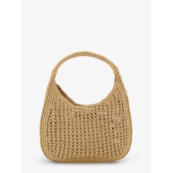 Viscose handbag with rafia effect