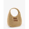 Viscose handbag with rafia effect