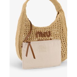 Viscose handbag with rafia effect