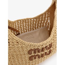 Viscose handbag with rafia effect