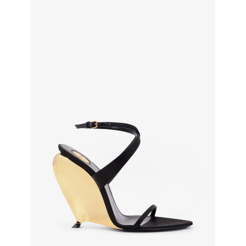 Tallulah 110 satin sandals with sculptural wedge heel