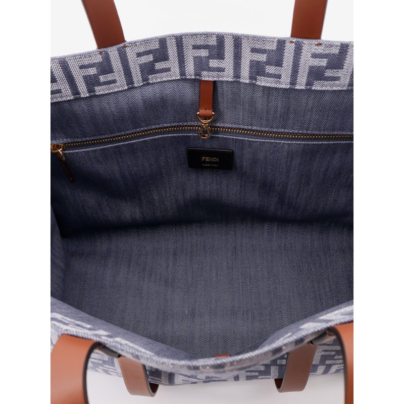Summer Tote FF jacquard fabric shoulder bag with fringes