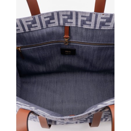 Summer Tote FF jacquard fabric shoulder bag with fringes