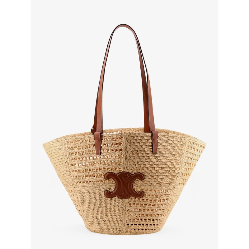 Classic Panier Medium rafia patchwork and leather bag