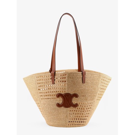 Classic Panier Medium rafia patchwork and leather bag