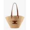 Classic Panier Medium rafia patchwork and leather bag