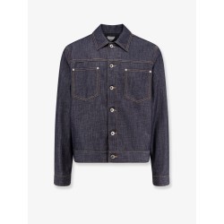 Denim jacket with iconic Intrecciato patch