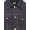 Denim jacket with iconic Intrecciato patch